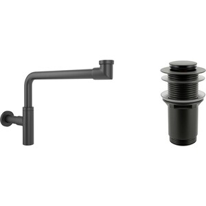 Сифон для раковины Wellsee Drainage System с донным клапаном, матовый черный (182125002)