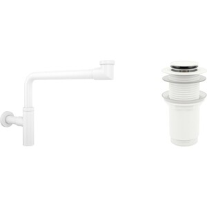 Сифон для раковины Wellsee Drainage System с донным клапаном, матовый белый (182128002)