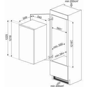 Встраиваемый холодильник Smeg S4C122E