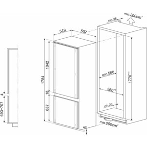 Встраиваемый холодильник Smeg C9174DN2D