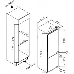 Встраиваемый холодильник Weissgauff WRKI 178 Total NoFrost EcoFresh
