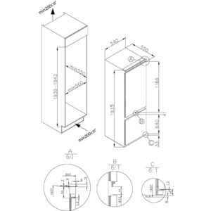 Встраиваемый холодильник Meferi MBR193 TOTAL NO FROST ULTRA