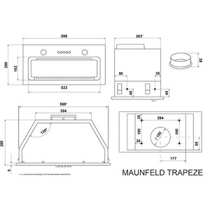 Вытяжка встраиваемая MAUNFELD TRAPEZE 602SGG белый