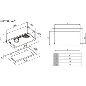 Вытяжка встраиваемая Meferi INBOX52BK LIGHT
