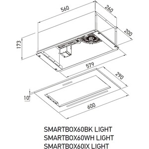 Вытяжка встраиваемая Meferi SMARTBOX60IX LIGHT