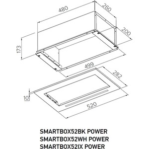 Вытяжка встраиваемая Meferi SMARTBOX52IX POWER