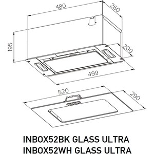 Вытяжка встраиваемая Meferi INBOX52BK GLASS ULTRA