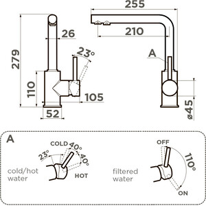 Смеситель для кухни Omoikiri Nakagawa 2 Plus-TO с подключением фильтра, toscana (4994445)