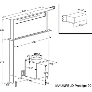 Вытяжка встраиваемая MAUNFELD Prestige 90 нержавеющая сталь