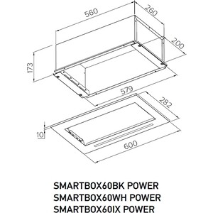 Вытяжка встраиваемая Meferi SMARTBOX60WH POWER