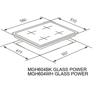 Газовая варочная панель Meferi MGH604WH GLASS POWER