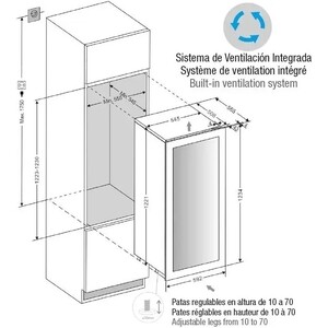 Встраиваемый винный шкаф Pando PVMAVP 124-70CRR