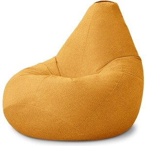Кресло бескаркасное Mypuff груша, Горчичный, размер XXXXL- Комфорт, букле