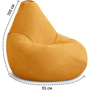 Кресло бескаркасное Mypuff груша, Горчичный, размер XXXXL- Комфорт, букле