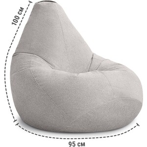 Кресло бескаркасное Mypuff груша, Светло-серый, размер XXXXL- Комфорт, букле