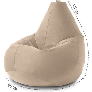 Кресло бескаркасное Mypuff груша, Бежевый, размер XXXL- Стандарт, велюр