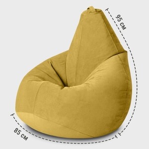 Кресло бескаркасное Mypuff груша, Горчичный, размер XXXL- Стандарт, мебельный велюр