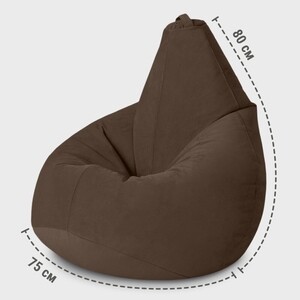 Кресло бескаркасное Mypuff груша, Горький шоколад, размер XXL- Миди, мебельный велюр (bs_424)