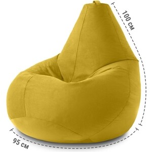 Кресло бескаркасное Mypuff груша, Желтый, размер XXXXL- Комфорт, велюр