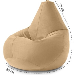 Кресло бескаркасное Mypuff груша, Латте, размер XXXL- Стандарт, велюр