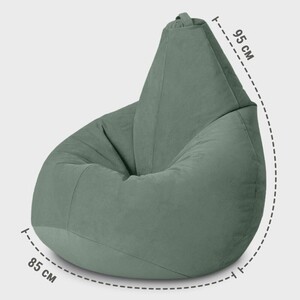 Кресло бескаркасное Mypuff груша, Пыльный ментол, размер XXXL- Стандарт, мебельный велюр