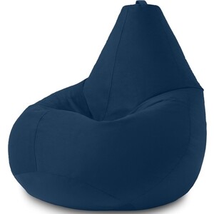 Кресло бескаркасное Mypuff груша, Темно-синий, размер XXXXXL- Мега, велюр