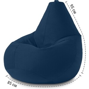 Кресло бескаркасное Mypuff груша, Темно-синий, размер XXXL- Стандарт, велюр