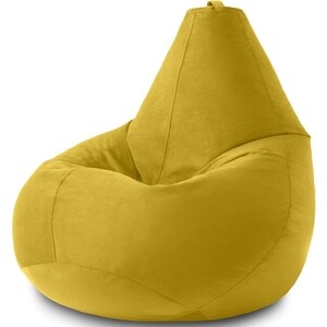 Кресло бескаркасное Mypuff груша, Желтый, размер XXXXXL- Мега, велюр