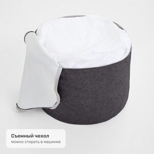 Пуфик бескаркасный Mypuff цилиндр Антрацит, букле