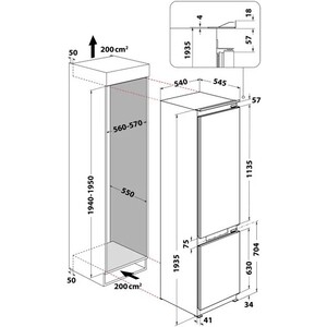 Встраиваемый холодильник Whirlpool WHC20 T352