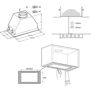 Вытяжка встраиваемая Korting KHI 90945 DGN