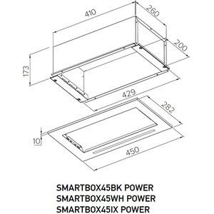 Вытяжка встраиваемая Meferi SMARTBOX45IX POWER