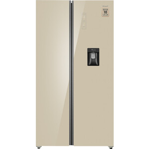 Холодильник Weissgauff WSBS 590 Inverter NoFrost Water Dispenser Beige Glass