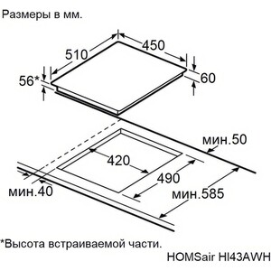 Индукционная варочная панель HOMSair HI43AWH