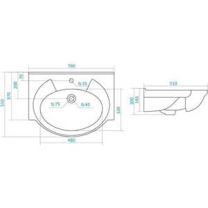 Раковина мебельная Santek Байкал 75 (1WH110259)