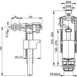 Выпускной комплект AlcaPlast 1/2" со стоп кнопкой (SA2000 1/2" CHROM)