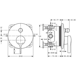 Смеситель для ванны Ideal Standard Melange встраиваемый, для механизма A1000NU (A4720AA)