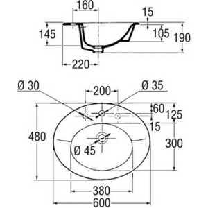 Раковина Jacob Delafon Presqu`ile встраиваемая 60х48 см (E1250-53-00)