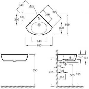 Раковина Jacob Delafon Ove угловая 50х50 см (E1526-00)