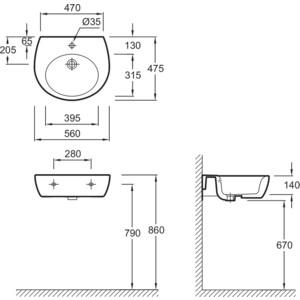 Раковина Jacob Delafon Ove 56х47 см (E1563-00)