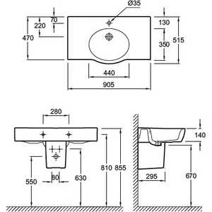 Раковина Jacob Delafon Ove 90.5х47 см (E1703-53-00)