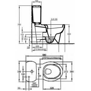 Унитаз (чаша) Jacob Delafon Patio горизонтальный выпуск (E1192-00)