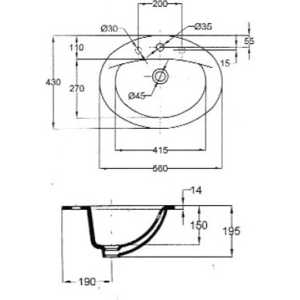 Раковина Jacob Delafon Odeon patio встраиваемая 56х43 см (E4155-53-00)