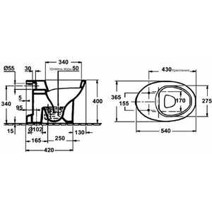 Унитаз (чаша) Jacob Delafon Patio вертикальный выпуск (E4167-00)