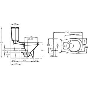 Унитаз (чаша) Jacob Delafon Freelance с сиденьем 19459d-00 (E1085-00)