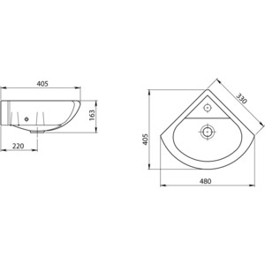 Раковина угловая Santeri Радиан 33х33 (1.3130.9.S00.10B.0)