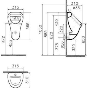 Писсуар Vitra Arkitekt с внешним подводом воды (6202B003-0198)