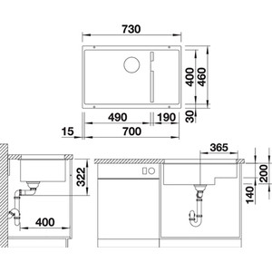 Кухонная мойка Blanco SubLine 700-U Level темная скала (523539)