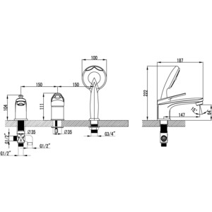 Смеситель на борт ванны Lemark Luna (LM4145C)