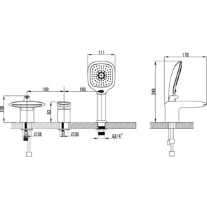 Смеситель на борт ванны Lemark Status (LM4445C)